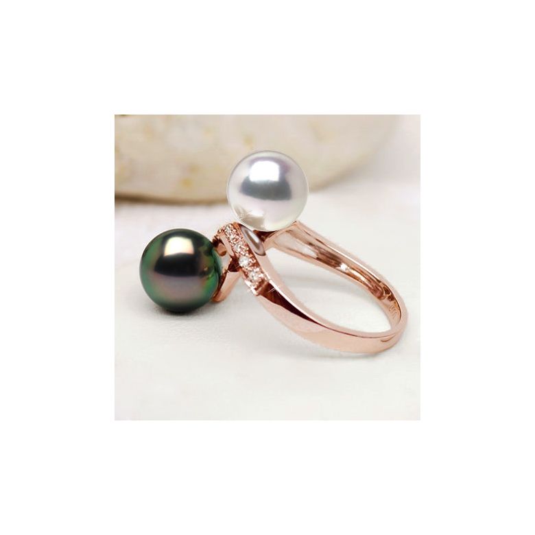Anello Florina - Oro Rosa, Perla Akoya & di Tahiti - 4