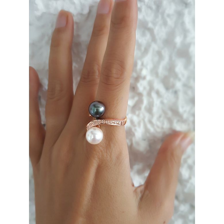 Anello Florina - Oro Rosa, Perla Akoya & di Tahiti - 6