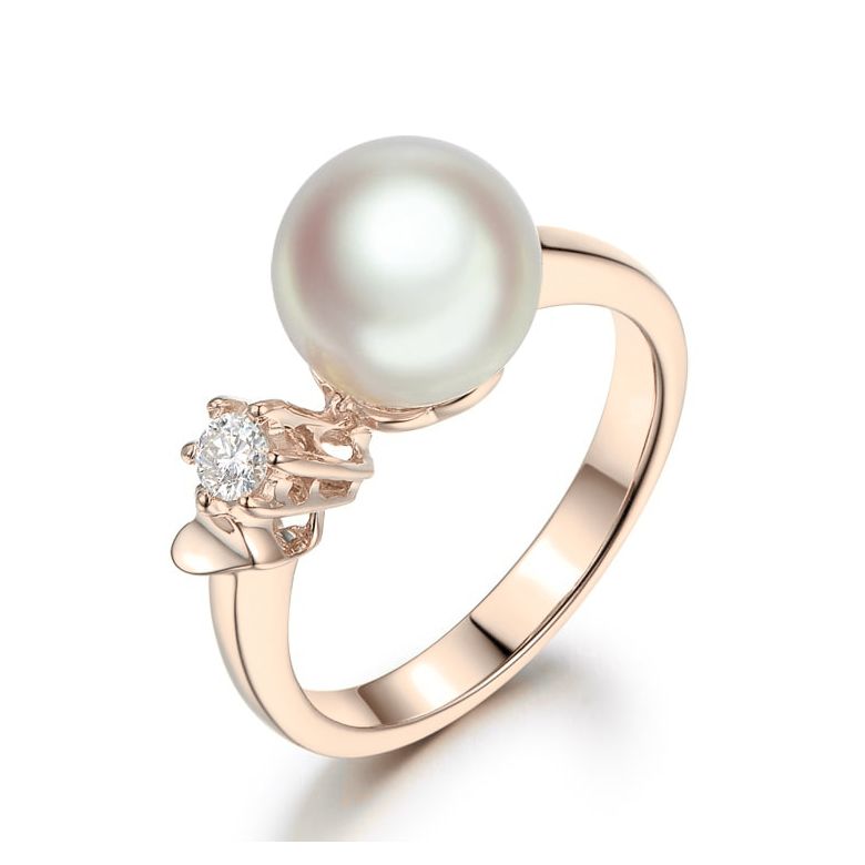 Anello De Yuo - Oro Rosa, Diamante e Perla Akoya - 1