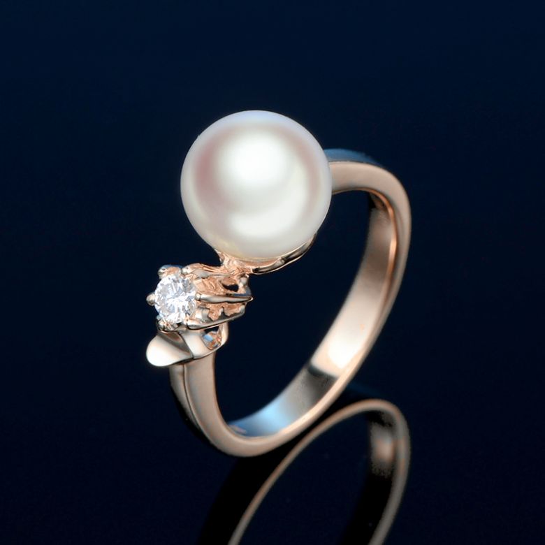 Anello De Yuo - Oro Rosa, Diamante e Perla Akoya - 2