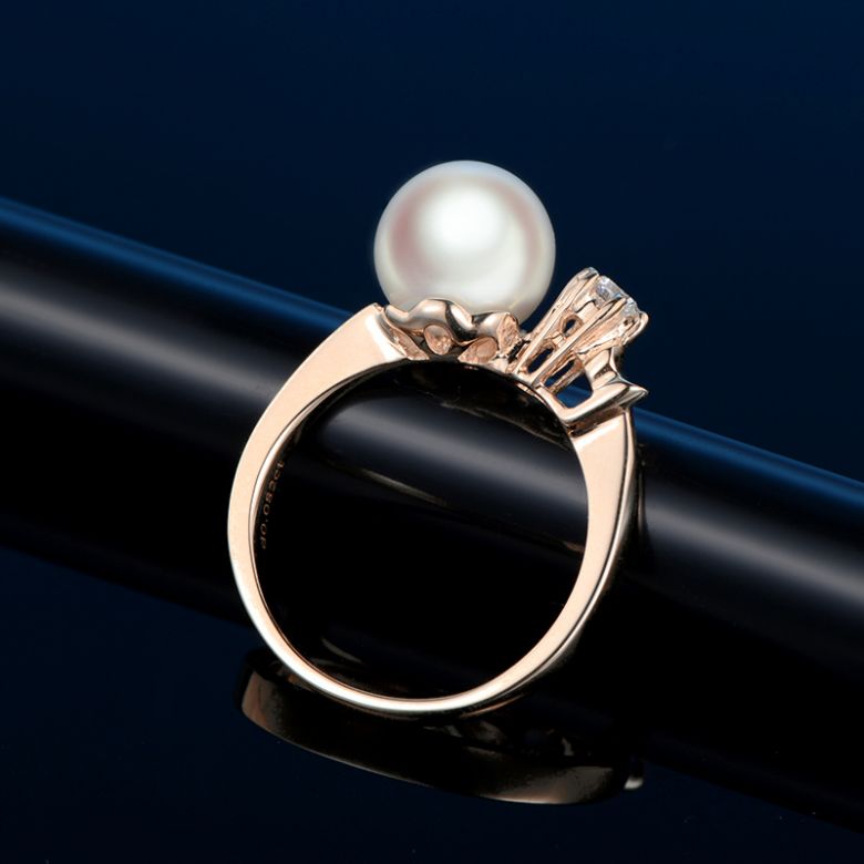 Anello De Yuo - Oro Rosa, Diamante e Perla Akoya - 4