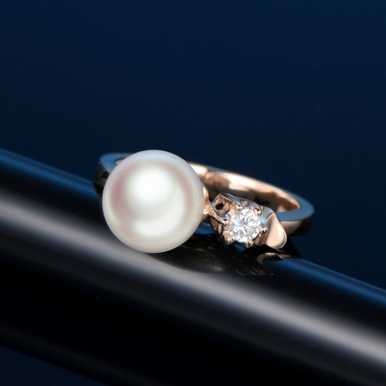 Anello De Yuo - Oro Rosa, Diamante e Perla Akoya - 6