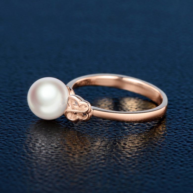 Anello Farfalla - Oro Rosa e Perla Akoya - 4
