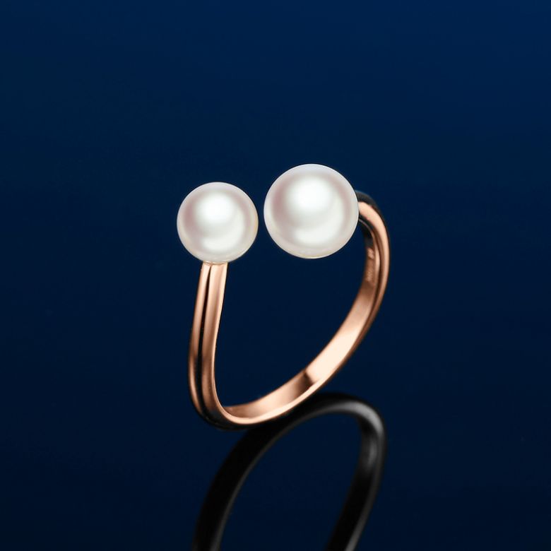 Anello Watashi To Anata - Oro Rosa e 2 Perle Akoya - 2