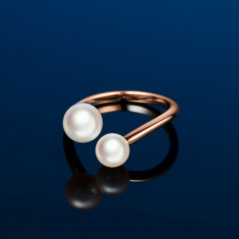 Anello Watashi To Anata - Oro Rosa e 2 Perle Akoya - 3