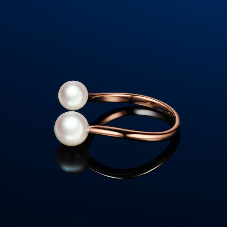 Anello Watashi To Anata - Oro Rosa e 2 Perle Akoya - 4