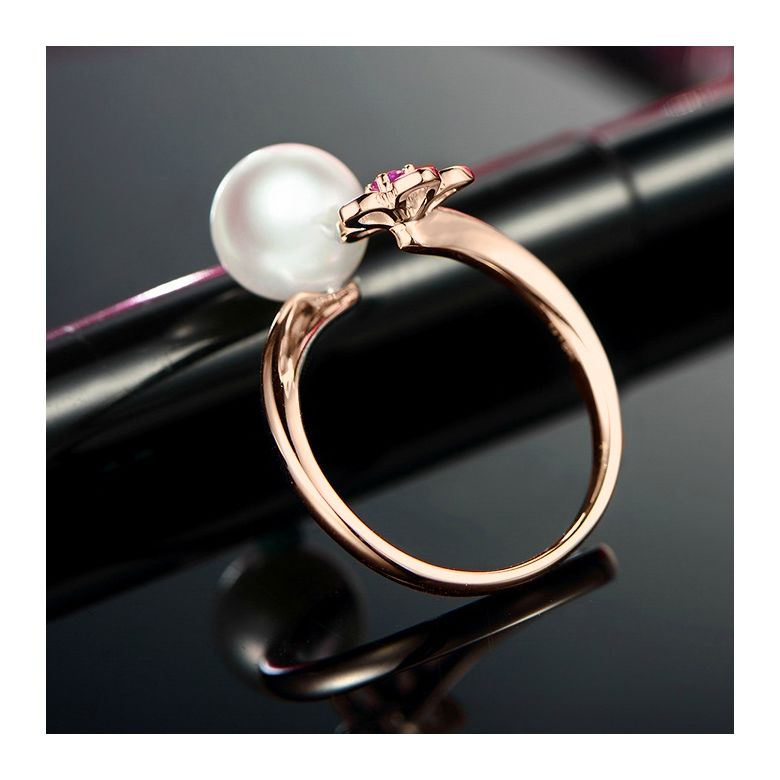 Anello Fiore - Oro Rosa, Zaffiro Rosa e Perla Akoya - 5