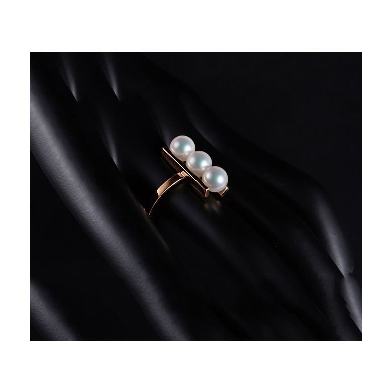 Anello Takana - Oro Rosa, 3 Perle Akoya - 7
