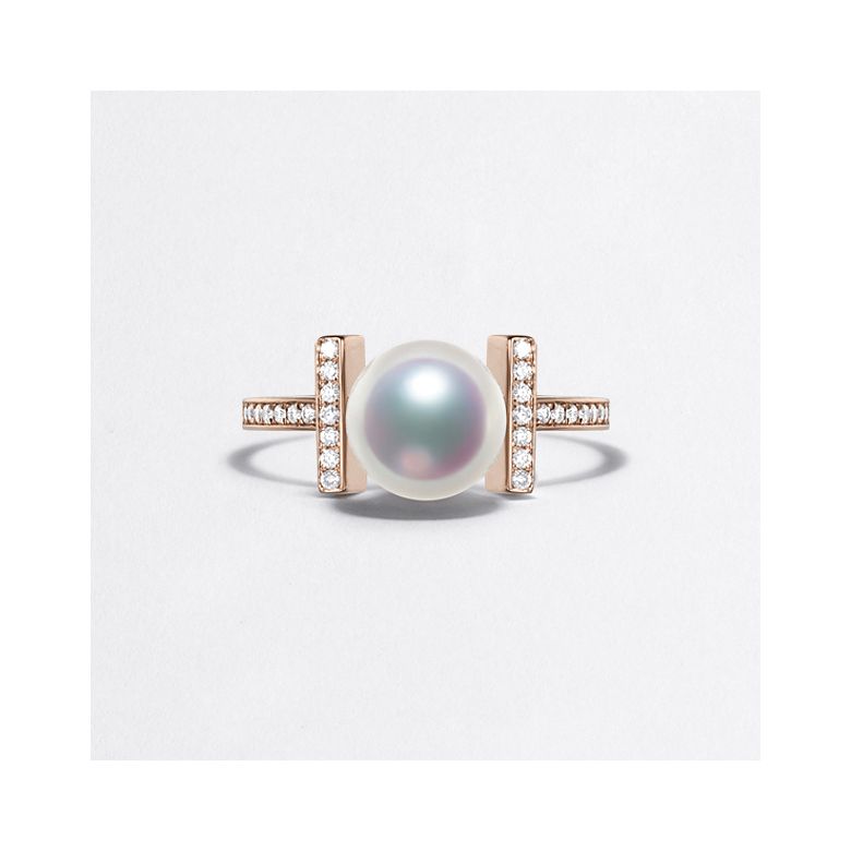 Anello Otohiko - Oro Rosa, Diamanti e Perla Akoya - 2