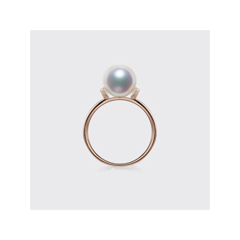 Anello Otohiko - Oro Rosa, Diamanti e Perla Akoya - 8