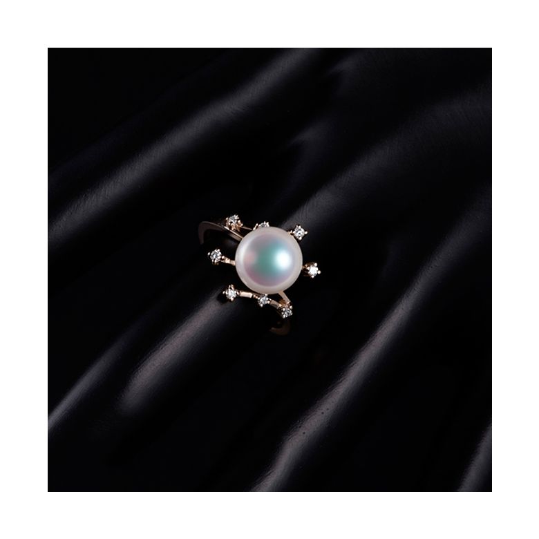 Anello Yuki - Oro Rosa, Diamanti e Perla Akoya - 5