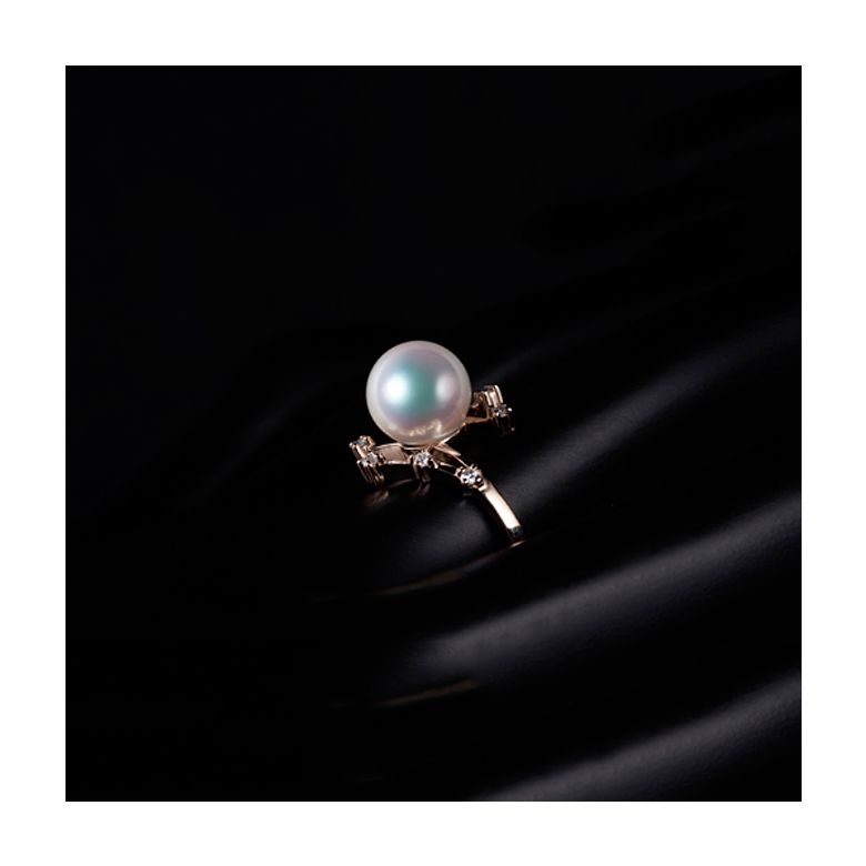 Anello Yuki - Oro Rosa, Diamanti e Perla Akoya - 7