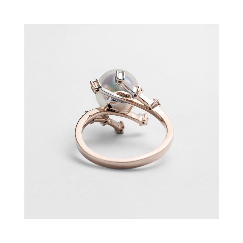 Anello Yuki - Oro Rosa, Diamanti e Perla Akoya - 10