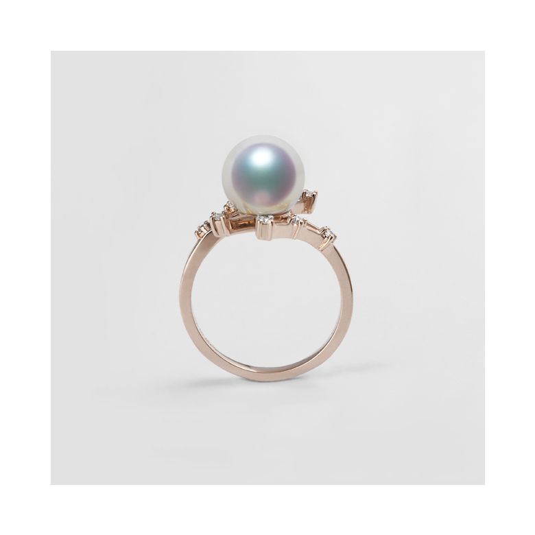 Anello Yuki - Oro Rosa, Diamanti e Perla Akoya - 11