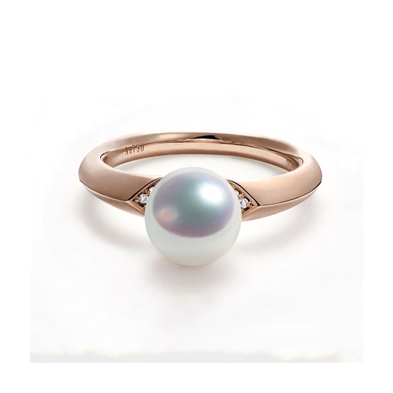 Anello Tsuguka - Oro Rosa, Diamante e Perla Akoya - 3