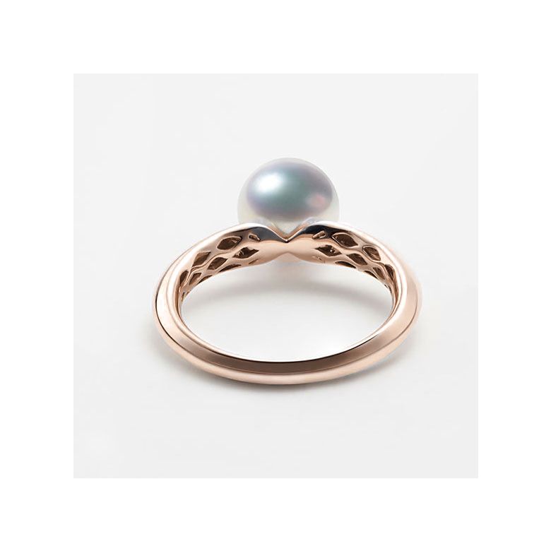 Anello Tsuguka - Oro Rosa, Diamante e Perla Akoya - 5