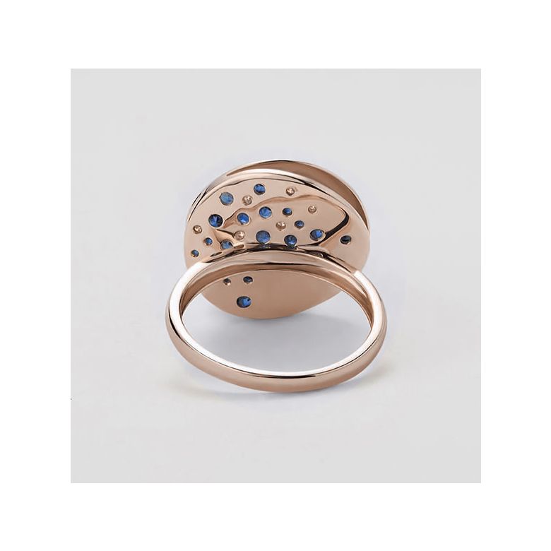 Anello con Perla Akoya Seiza - Diamanti, Zaffiri & Oro Rosa - 6