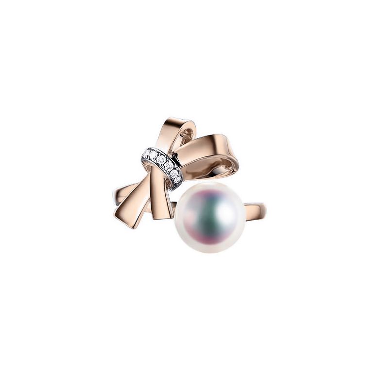 Anello Ti Nodo Koya in Oro rosa con la sua sublime Perla Akoya dal Giappone - 1