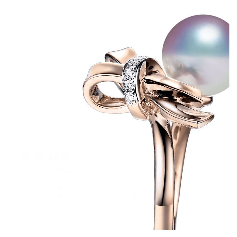 Anello Ti Nodo Koya in Oro rosa con la sua sublime Perla Akoya dal Giappone - 2