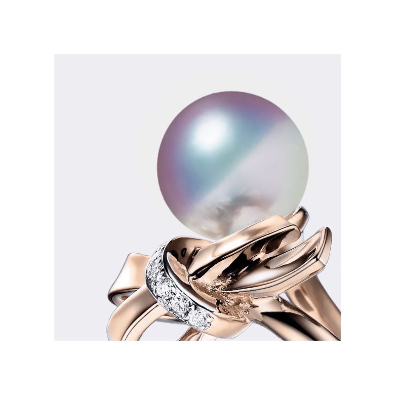 Anello Ti Nodo Koya in Oro rosa con la sua sublime Perla Akoya dal Giappone - 3