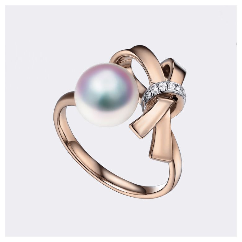 Anello Ti Nodo Koya in Oro rosa con la sua sublime Perla Akoya dal Giappone - 6