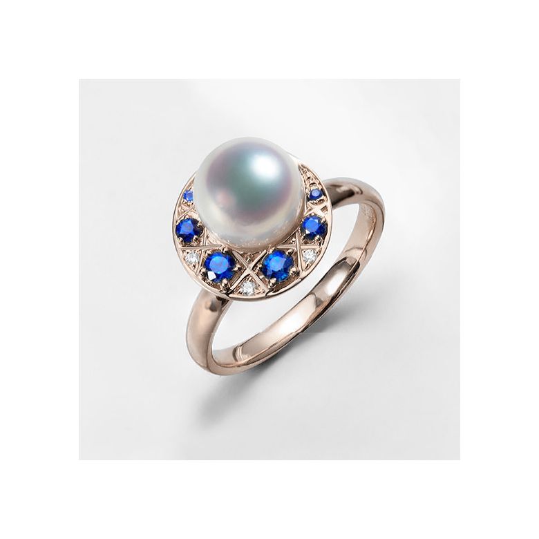 Anello Mikadzuki - Perla Akoya Bianca & Oro Rosa 18kt - 1