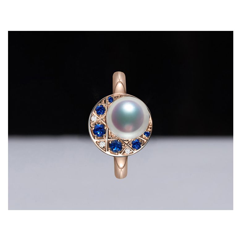 Anello Mikadzuki - Perla Akoya Bianca & Oro Rosa 18kt - 6