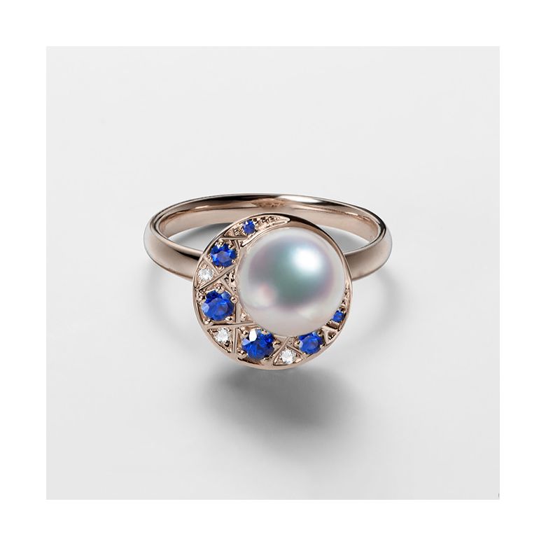 Anello Mikadzuki - Perla Akoya Bianca & Oro Rosa 18kt - 7