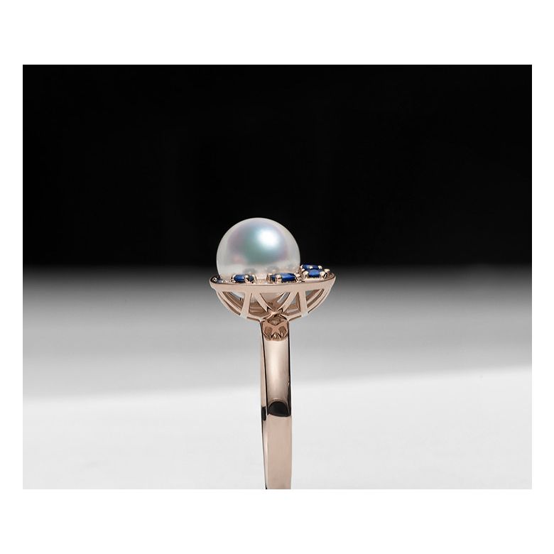 Anello Mikadzuki - Perla Akoya Bianca & Oro Rosa 18kt - 9