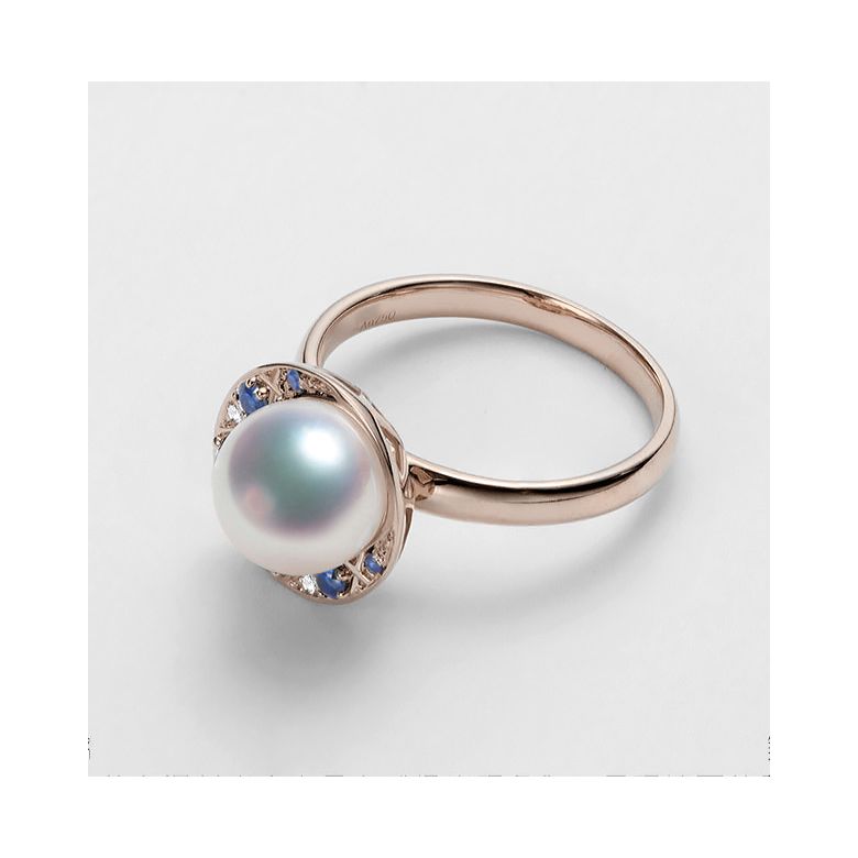 Anello Mikadzuki - Perla Akoya Bianca & Oro Rosa 18kt - 10