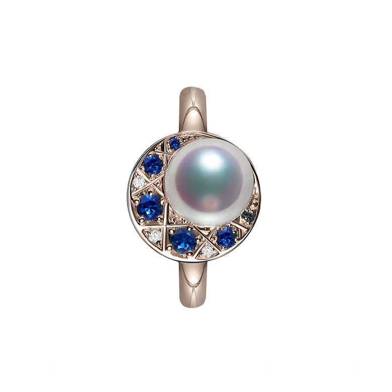 Anello Mikadzuki - Perla Akoya Bianca & Oro Rosa 18kt - 11