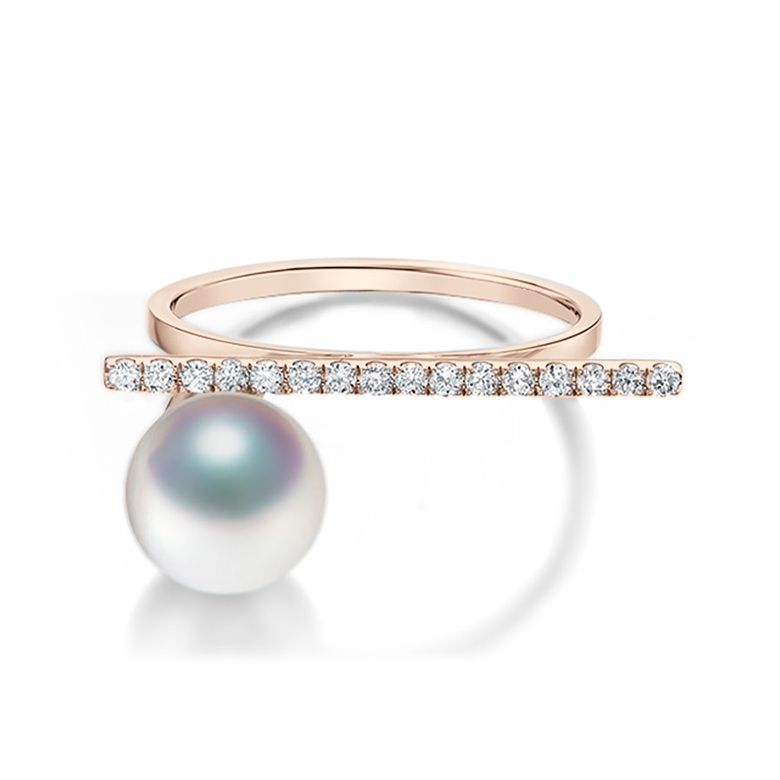 Anello Réflexion - Oro Rosa, Diamanti & Perla Akoya - 1