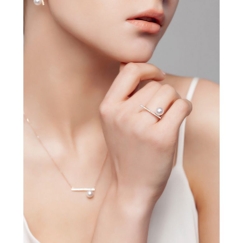 Anello Réflexion - Oro Rosa, Diamanti & Perla Akoya - 5