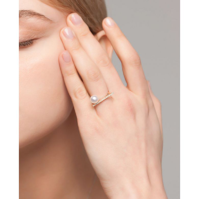 Anello Réflexion - Oro Rosa, Diamanti & Perla Akoya - 6
