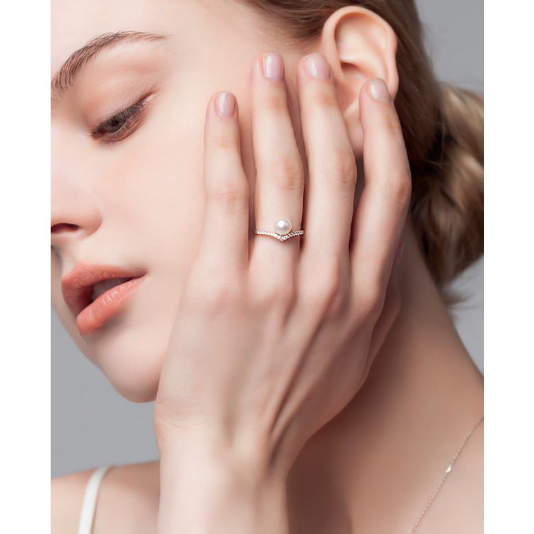 Anello Réflexion - Oro Rosa, Diamanti & Perla Akoya - 3