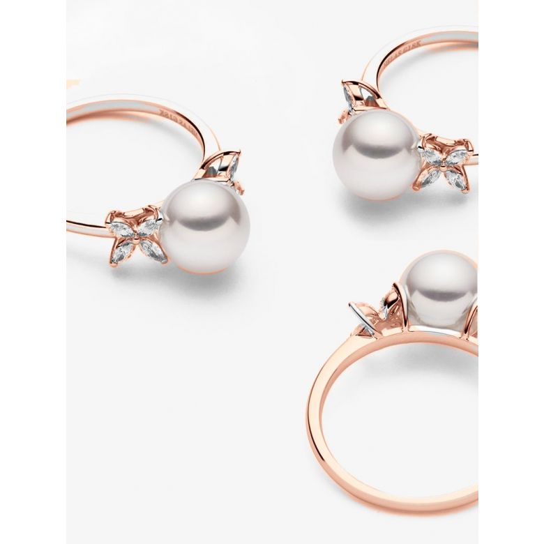 Anello Symphonie Nuptiale - Oro Rosa, Diamanti e Perla Akoya - 5