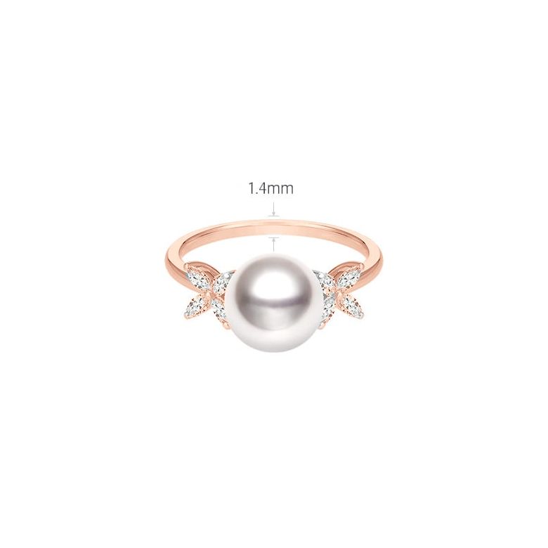 Anello Symphonie Nuptiale - Oro Rosa, Diamanti e Perla Akoya - 6