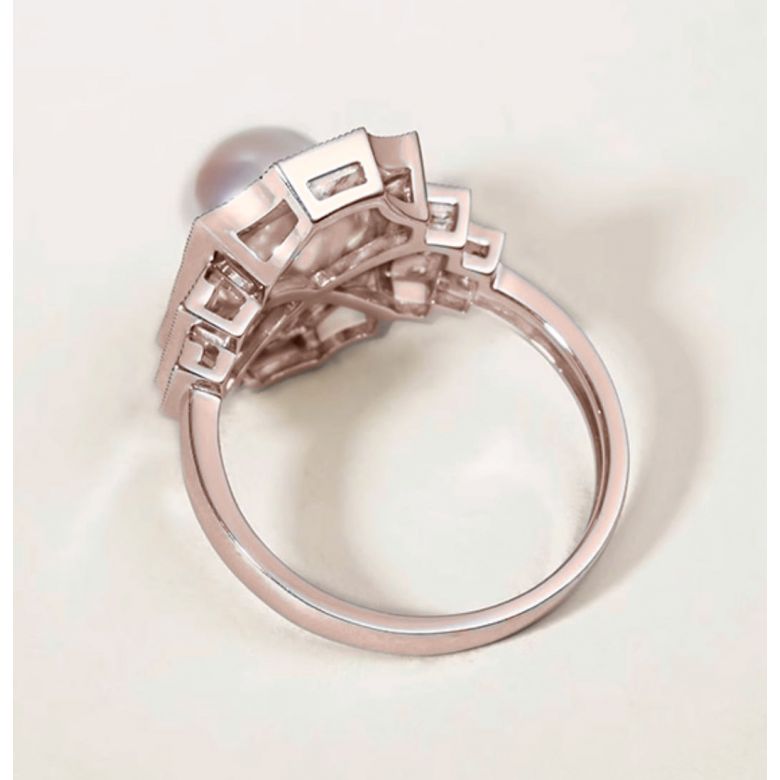 Anello Art Déco Perle Akoya - Collezione Géométria Préciosa oro rosa - 7