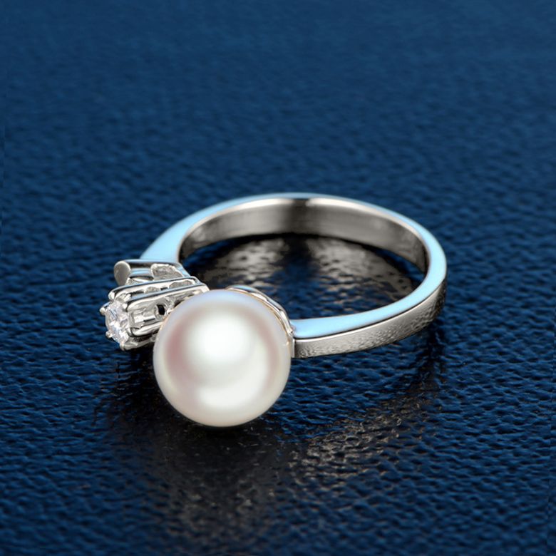 Anello De Yuo - Oro Bianco, Diamante e Perla Akoya - 3