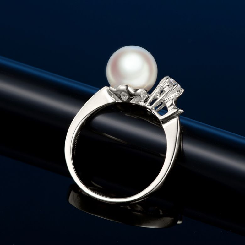 Anello De Yuo - Oro Bianco, Diamante e Perla Akoya - 4