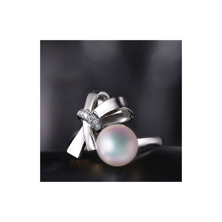 Anello Ti Nodo Koya in Oro bianco con la sua sublime Perla Akoya dal Giappone - 4