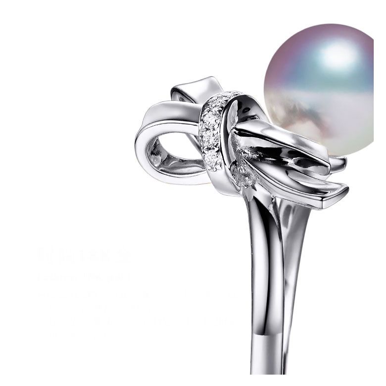Anello Ti Nodo Koya in Oro bianco con la sua sublime Perla Akoya dal Giappone - 2