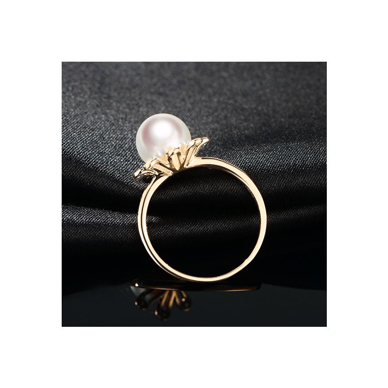 Anello Yuki No Hana - Oro Giallo, Diamanti e Perla Akoya - 4