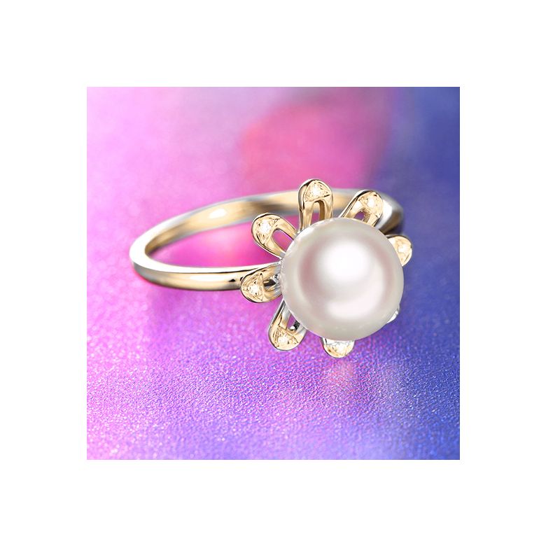 Anello Yuki No Hana - Oro Giallo, Diamanti e Perla Akoya - 5