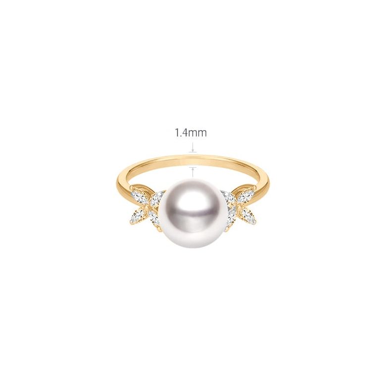 Anello Symphonie Nuptiale - Oro Giallo, Diamanti e Perla Akoya - 6