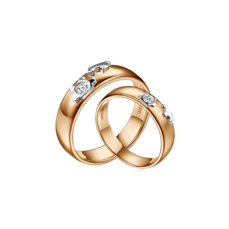 Fedi nuziali Oro rosa e bianco 18ct, Diamante brillante | Azur & Otsar - 1