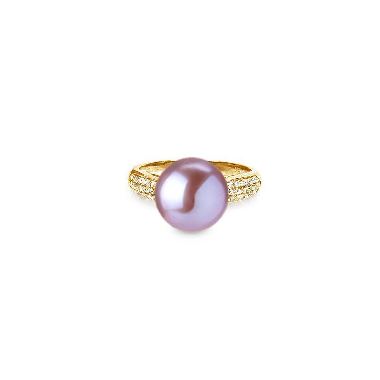 Anello Cyrène. Perle Lavande Oro giallo, Diamanti - 1