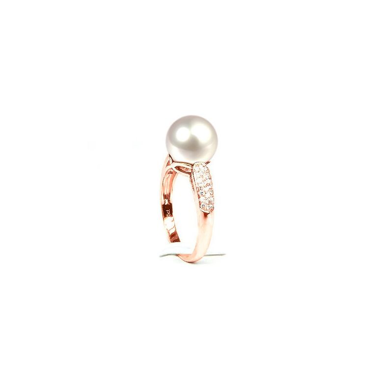 Anello Cyrène - Oro Rosa, Perla d'Acqua Dolce Bianca - 5
