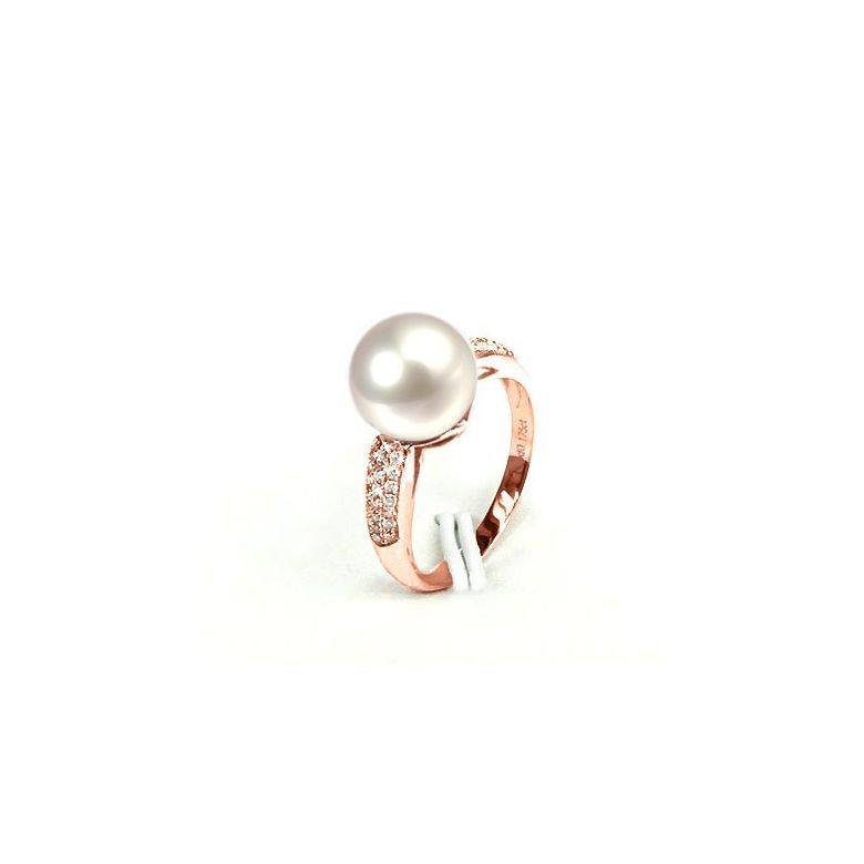 Anello Cyrène - Oro Rosa, Perla d'Acqua Dolce Bianca - 6