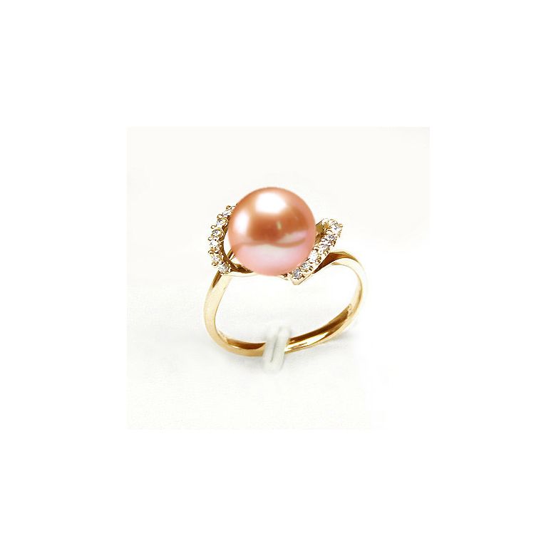Anello Byzance - Oro Giallo 18kt, Diamanti e Perla d'Acqua Dolce - 4